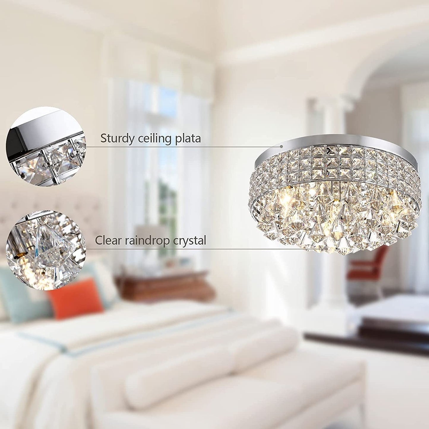 Maxax 4 - Light 15'' Crystal Metal Flush Mount - N/A