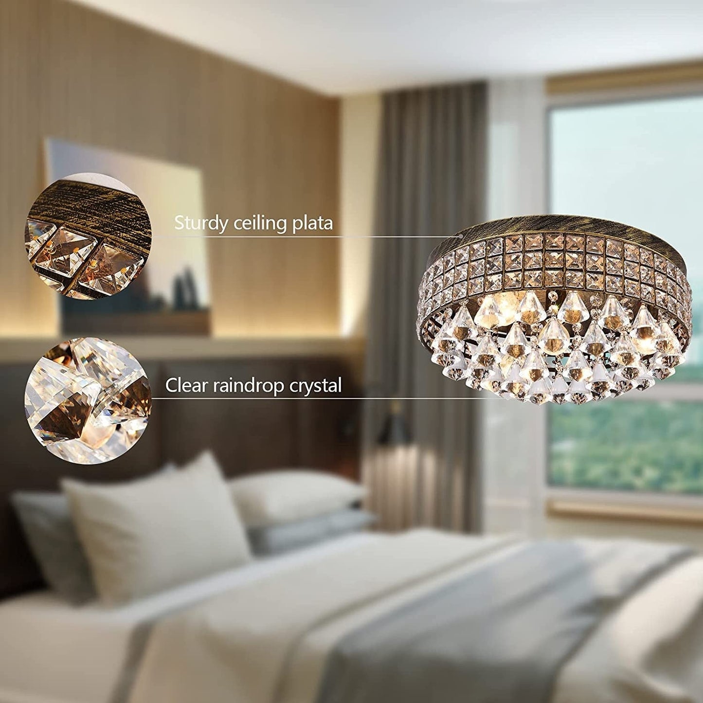 Maxax 4 - Light 15'' Crystal Metal Flush Mount - N/A