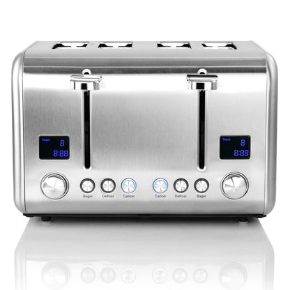 MegaChef 4 Slice Toaster in Stainless Steel Silver