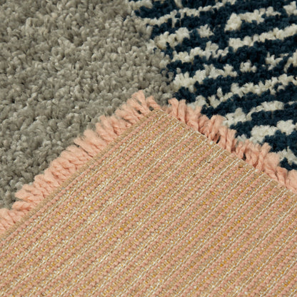 Merril Mid-century Modern Color Block Shag Area Rug
