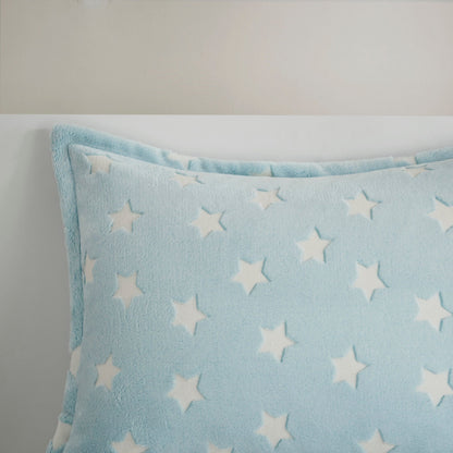 Avery Aqua Glow In The Dark Plush Comforter Set by Intelligent Design Kids