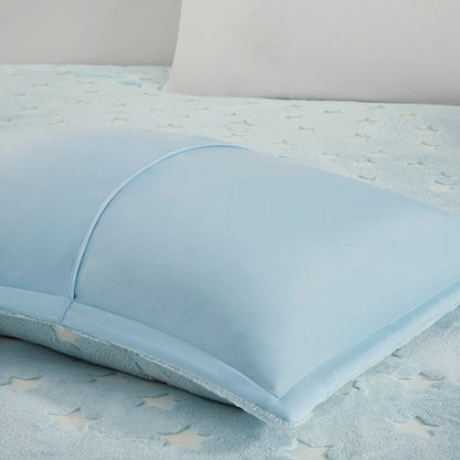 Avery Aqua Glow In The Dark Plush Comforter Set by Intelligent Design Kids