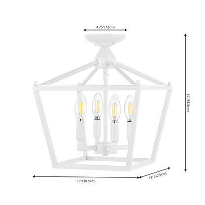Milton Mini Lantern 4-Light Iron Modern Farmhouse LED Flush Mount, by JONATHAN Y