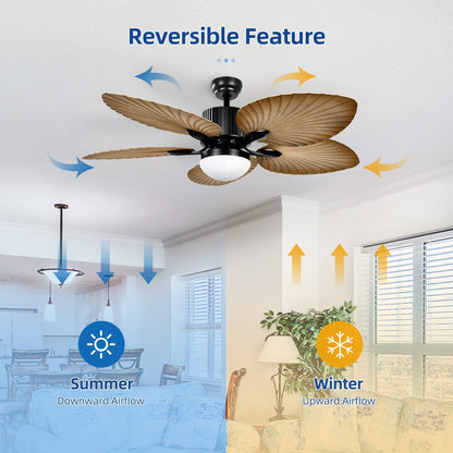 Moasis 52 Palm Leaf Ceiling Fan with Light Tropical Style with Remote