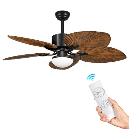 Moasis 52 Palm Leaf Ceiling Fan with Light Tropical Style with Remote