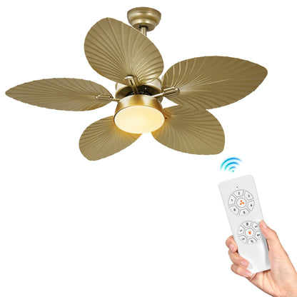 Moasis 52 Palm Leaf Ceiling Fan with Light Tropical Style with Remote