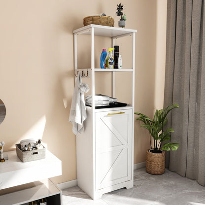 Moasis 53H 3-Tier Tilt Out Laundry Hamper Bathroom Storage Shelf Cabinet with Basket
