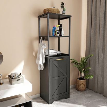Moasis 53H 3-Tier Tilt Out Laundry Hamper Bathroom Storage Shelf Cabinet with Basket