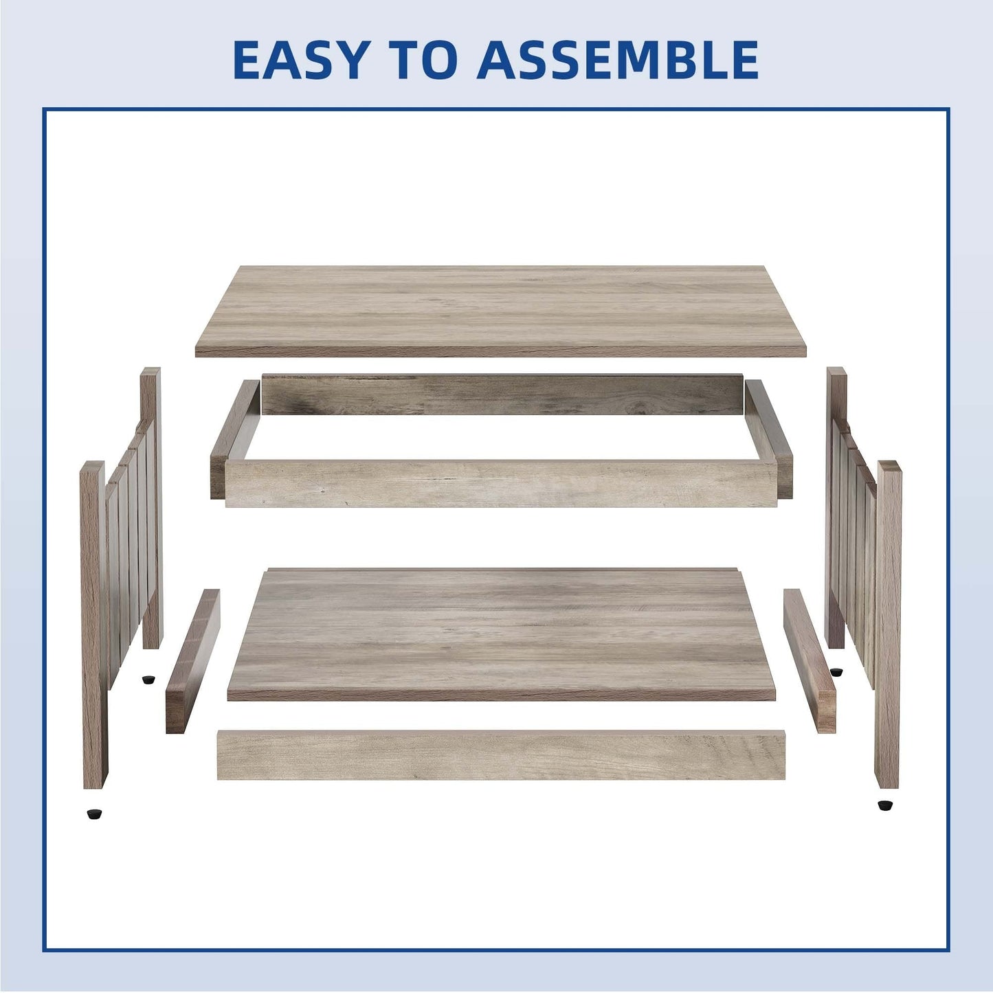 Moasis Farmhouse Coffee Table with Storage for Living Room Square Center Table
