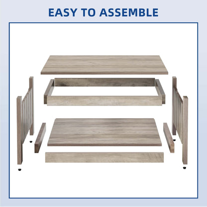 Moasis Farmhouse Coffee Table with Storage for Living Room Square Center Table