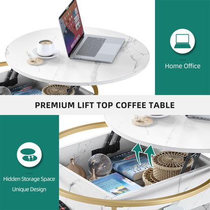Moasis Round Lift Top Coffee Table with Hidden Storage