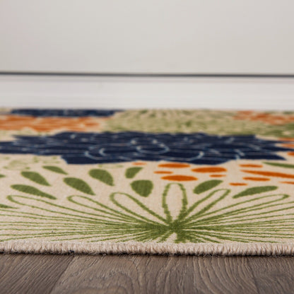 Modern Floral Circles Flatweave Indoor/Outdoor Area Rug