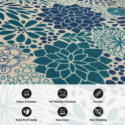 Modern Floral Circles Flatweave Indoor/Outdoor Area Rug