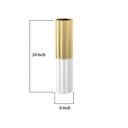 Modern Glam Handmade Ceramic Floor Vase Gold/ White