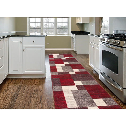 World Rug Gallery Modern Boxes Design Non-slip (Non-skid) Area Rug