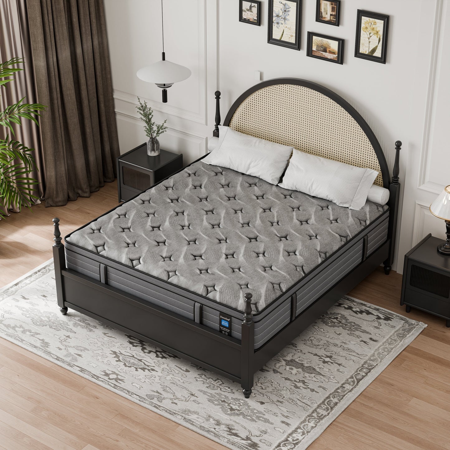 Modland 14 Inch Medium Hybrid Mattress, Euro Top - Fire-Safe CertiPUR-US Foams for Back Pain Relief, Twin/Full/Queen/King