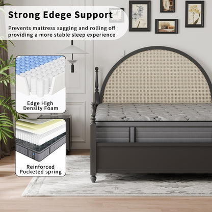 Modland 14 Inch Medium Hybrid Mattress, Euro Top - Fire-Safe CertiPUR-US Foams for Back Pain Relief, Twin/Full/Queen/King