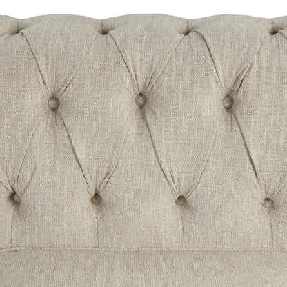 Canapé Chesterfield en lin Morden Fort avec capitonnage à boutons, clous et pieds en bois massif pour le salon