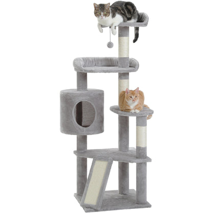 Multi-Level Cat Climbing Tower with Cat Condo, Cat Tree with Scratching Board