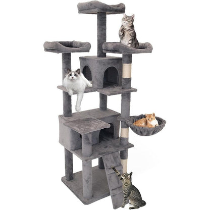 Multi-Level Cat Tower with Top Perch Ladders and Roomy Condo