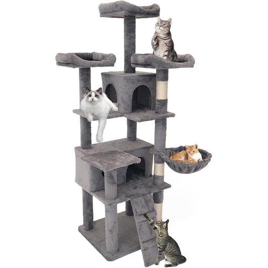 Multi-Level Cat Tower with Top Perch Ladders and Roomy Condo