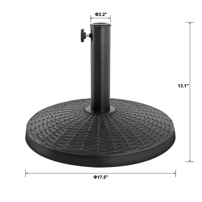 Outdoor Round Black Patio Umbrella Base, Resin and Concrete