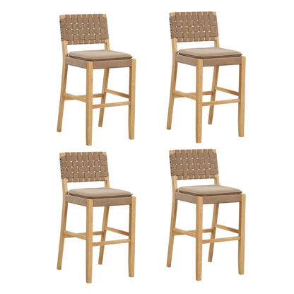 Nathan James Cohen Faux Leather Counter or Bar Height Stool, Solid Wood Frame with Footrest and Woven Leather Back