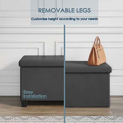 StorageBud Tuffted Folding Foot Rest Storage Ottoman Bench with Storage Bins