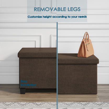 StorageBud Tuffted Folding Foot Rest Storage Ottoman Bench with Storage Bins