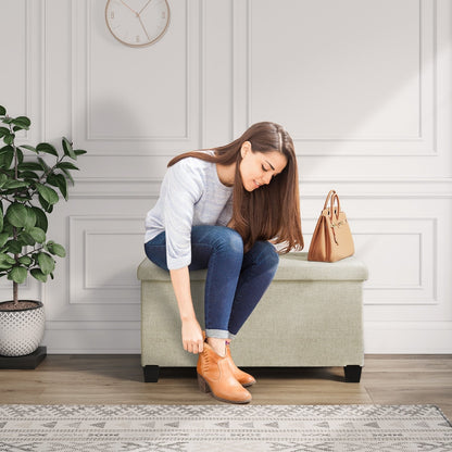 StorageBud Tuffted Folding Foot Rest Storage Ottoman Bench with Storage Bins