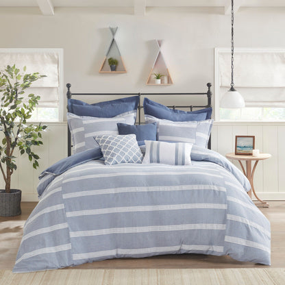 Parure de couette surdimensionnée en coton bleu noble par Madison Park Signature