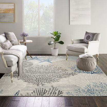Nourison Pompeii Coastal Beach Shells and Coral Area Rug