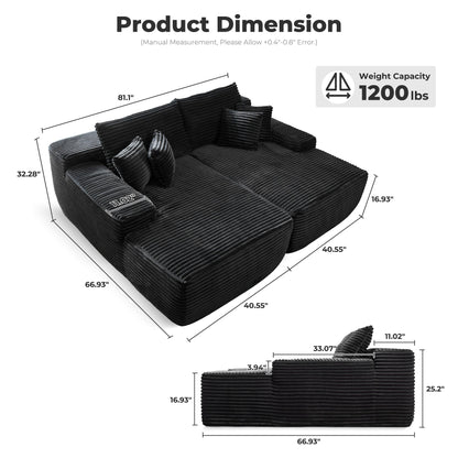 Canapé méridienne double OVIOS Long Plush sans assemblage requis