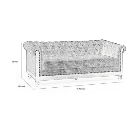 Canapé Ober, Chesterfield capitonné à boutons, gris, 218 cm, taupe brun