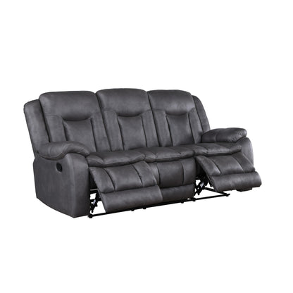 Canapé inclinable manuel double Olaf, similicuir gris foncé, 223 cm