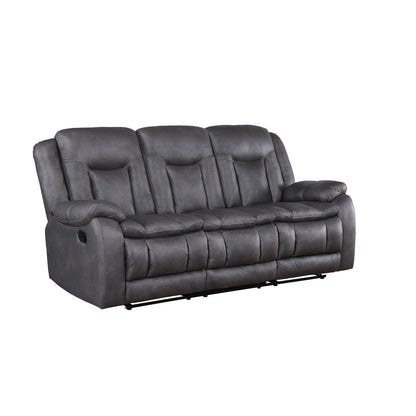 Canapé inclinable manuel double Olaf, similicuir gris foncé, 223 cm