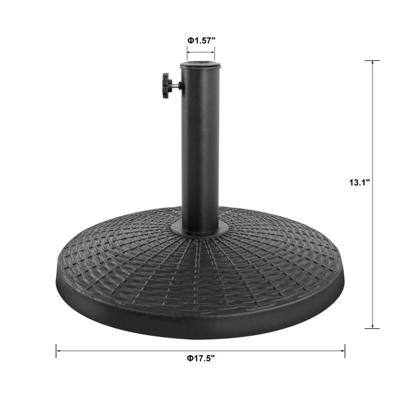 Outdoor Round Black Patio Umbrella Base, Resin and Concrete