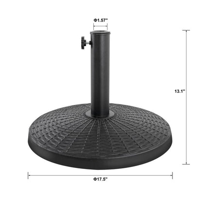 Outdoor Round Black Patio Umbrella Base, Resin and Concrete