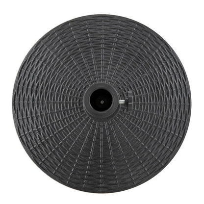 Outdoor Round Black Patio Umbrella Base, Resin and Concrete