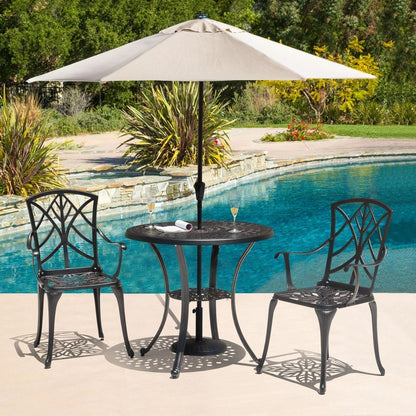 Outdoor Round Black Patio Umbrella Base, Resin and Concrete