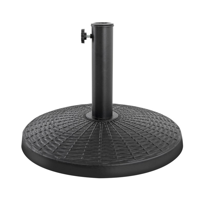Outdoor Round Black Patio Umbrella Base, Resin and Concrete