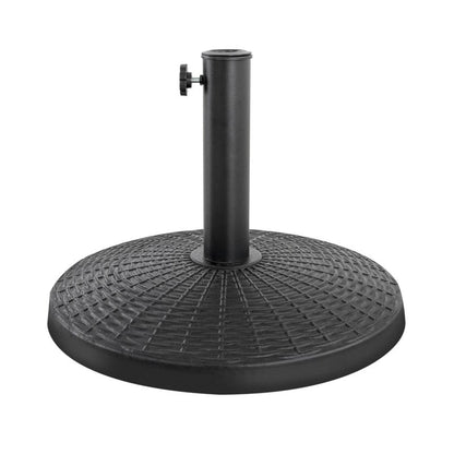 Outdoor Round Black Patio Umbrella Base, Resin and Concrete