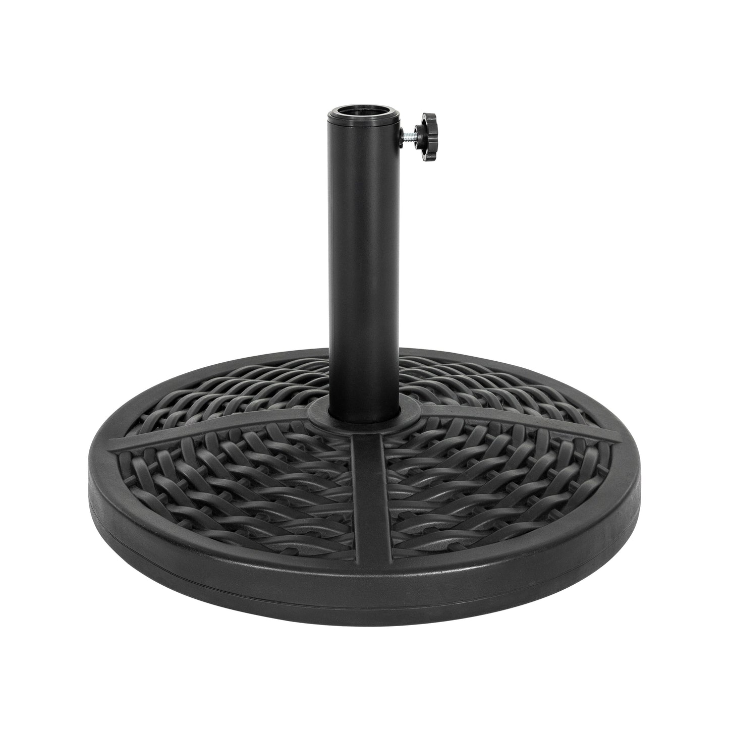 Outdoor Round Black Patio Umbrella Base, Resin and Concrete