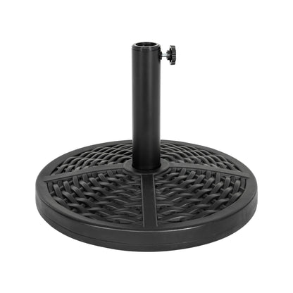 Outdoor Round Black Patio Umbrella Base, Resin and Concrete