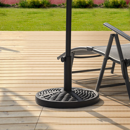 Outdoor Round Black Patio Umbrella Base, Resin and Concrete