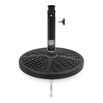 Outdoor Round Black Patio Umbrella Base, Resin and Concrete
