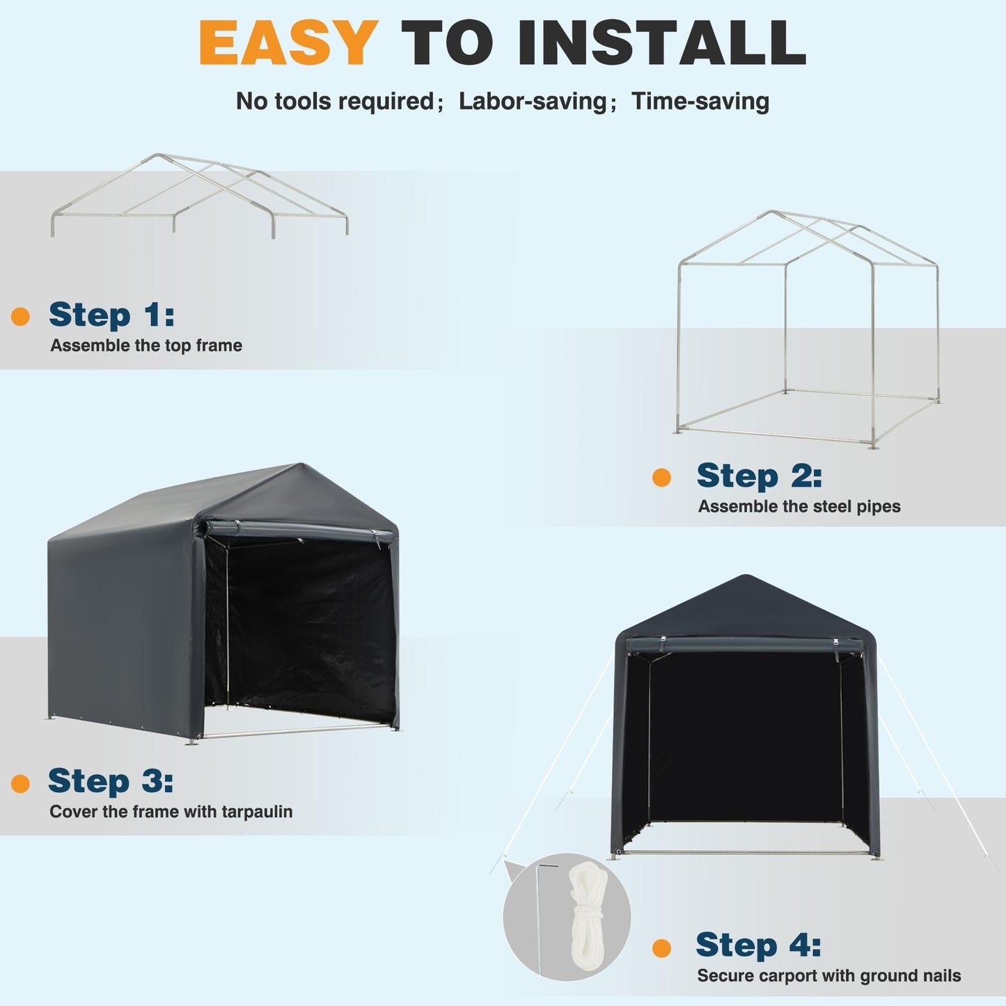 Outdoor Storage Shed and Carport Canopy: Portable Shelter for Bikes, Motorcycles, and Garden Storage