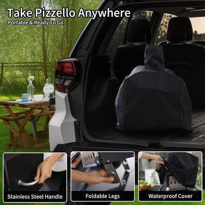 Outdoor Wood Fired Pizza Oven 2-Layer Pizza Maker Outside Pizza Grill for Backyard Parties - 12 inch