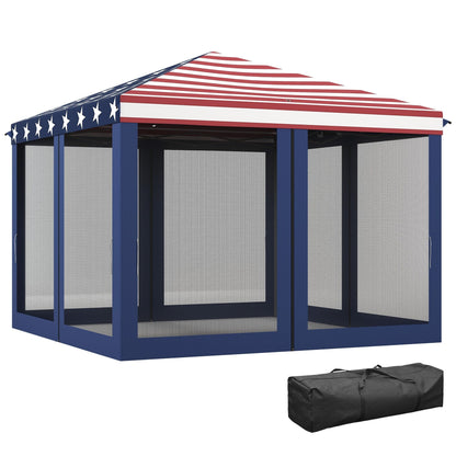 Outsunny 10' x 10' Heavy Duty Pop Up Canopy with Removable Mesh Sidewall Netting, Easy Setup Design, Outdoor Party Event