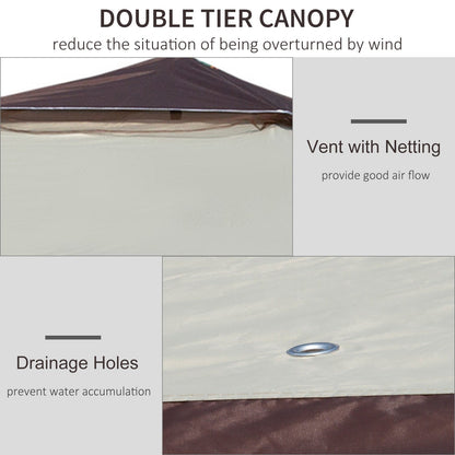 Outsunny 12' x 12' Pop Up Canopy Sun Shade Instant Tent Folding with Mesh Sidewall Netting, 3-Level Adjustable Height